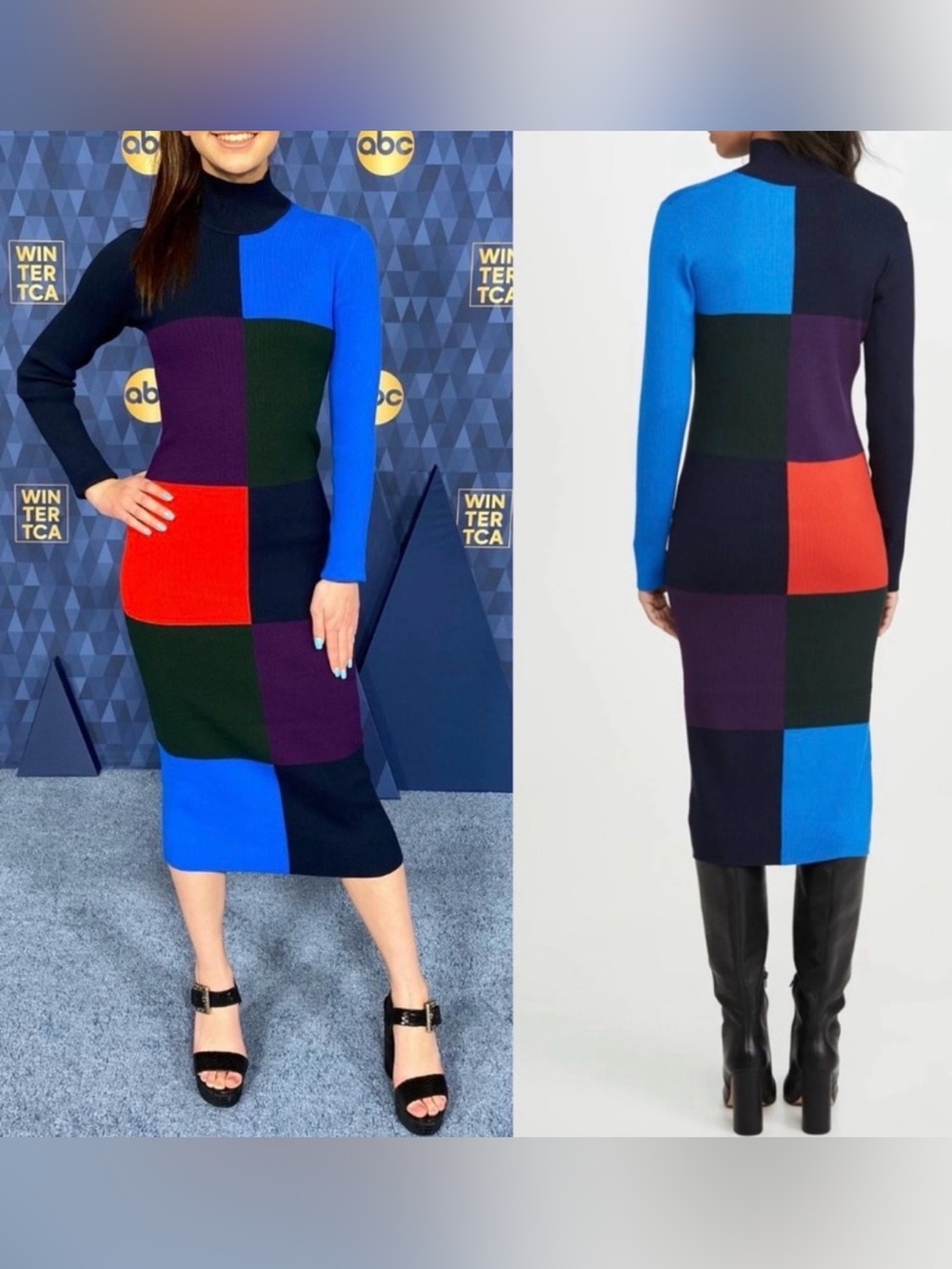 Tory Sport $298 multicolor ribbed block dress sz S